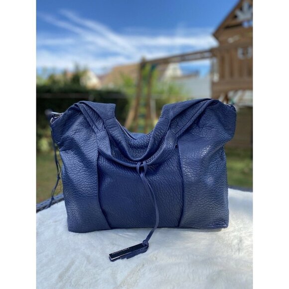 Vince Camuto Convertible Lamb Leather Pleated Tote - Steph deep indigo shoulder - Picture 1 of 6